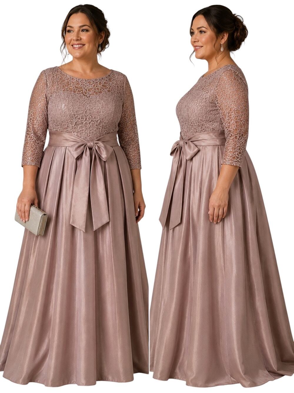 Jessica Howard Dusty Rose Lace Sequin Formal Evening Gown, Plus Size 18W